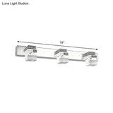 Modern Chrome Vanity Light Fixture With Clear Crystal Accents - 2/3 Bulbs Warm/White