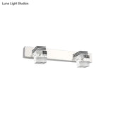 Modern Chrome Vanity Light Fixture With Clear Crystal Accents - 2/3 Bulbs Warm/White
