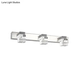 Modern Chrome Vanity Light Fixture With Clear Crystal Accents - 2/3 Bulbs Warm/White