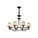 Modern Circle Chandelier With Crystal Shade - Metal Living Room Ceiling Light 8 / Black