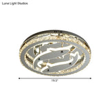 Modern Circle Crystal Block Flushmount Led Ceiling Light With Chrome Finish And Fish Design