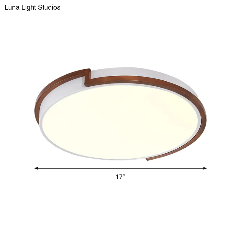 Modern Circle Flush Mount Macaron Metal Led Lamp White/Green With Acrylic Diffuser For Living Room