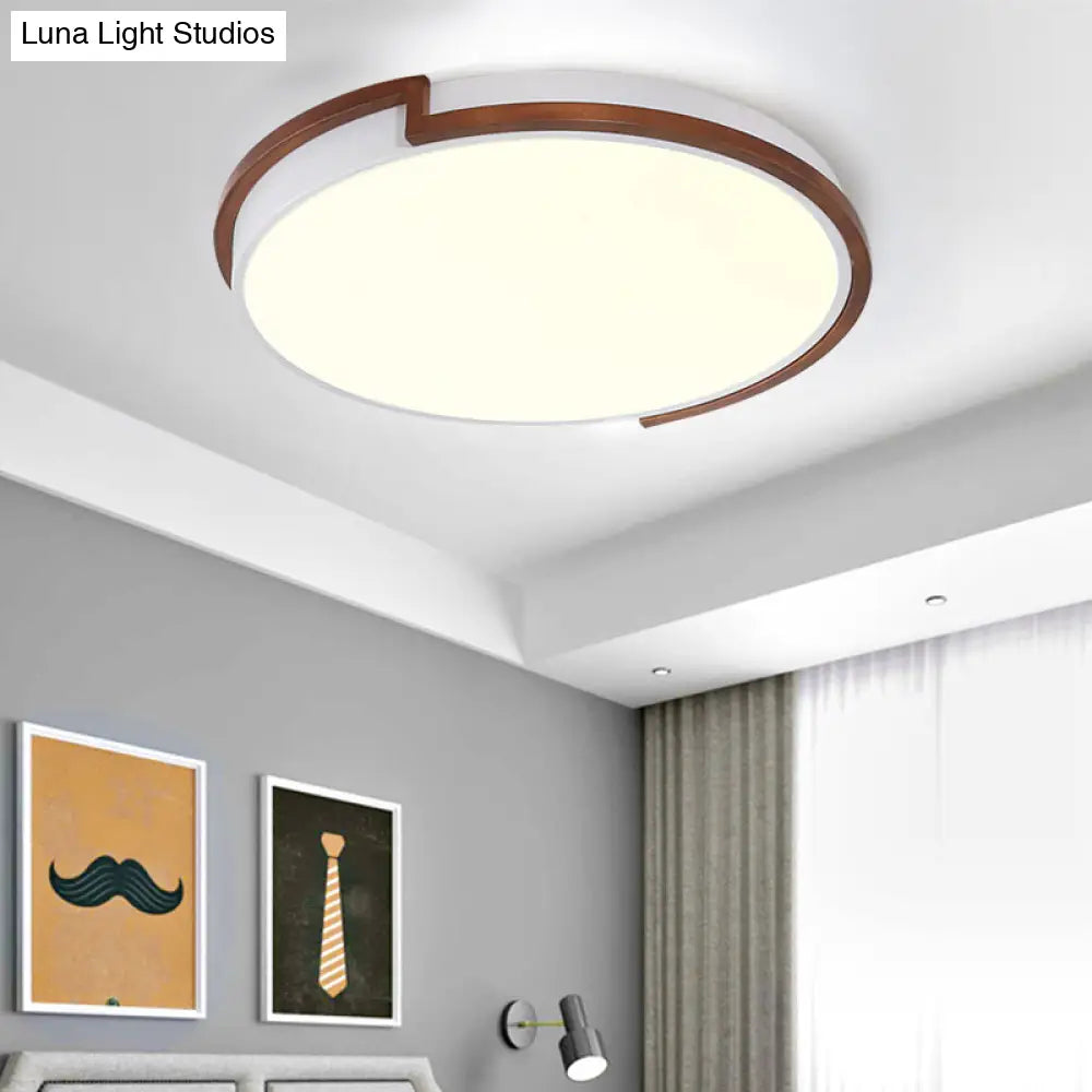 Modern Circle Flush Mount Macaron Metal Led Lamp White/Green With Acrylic Diffuser For Living Room