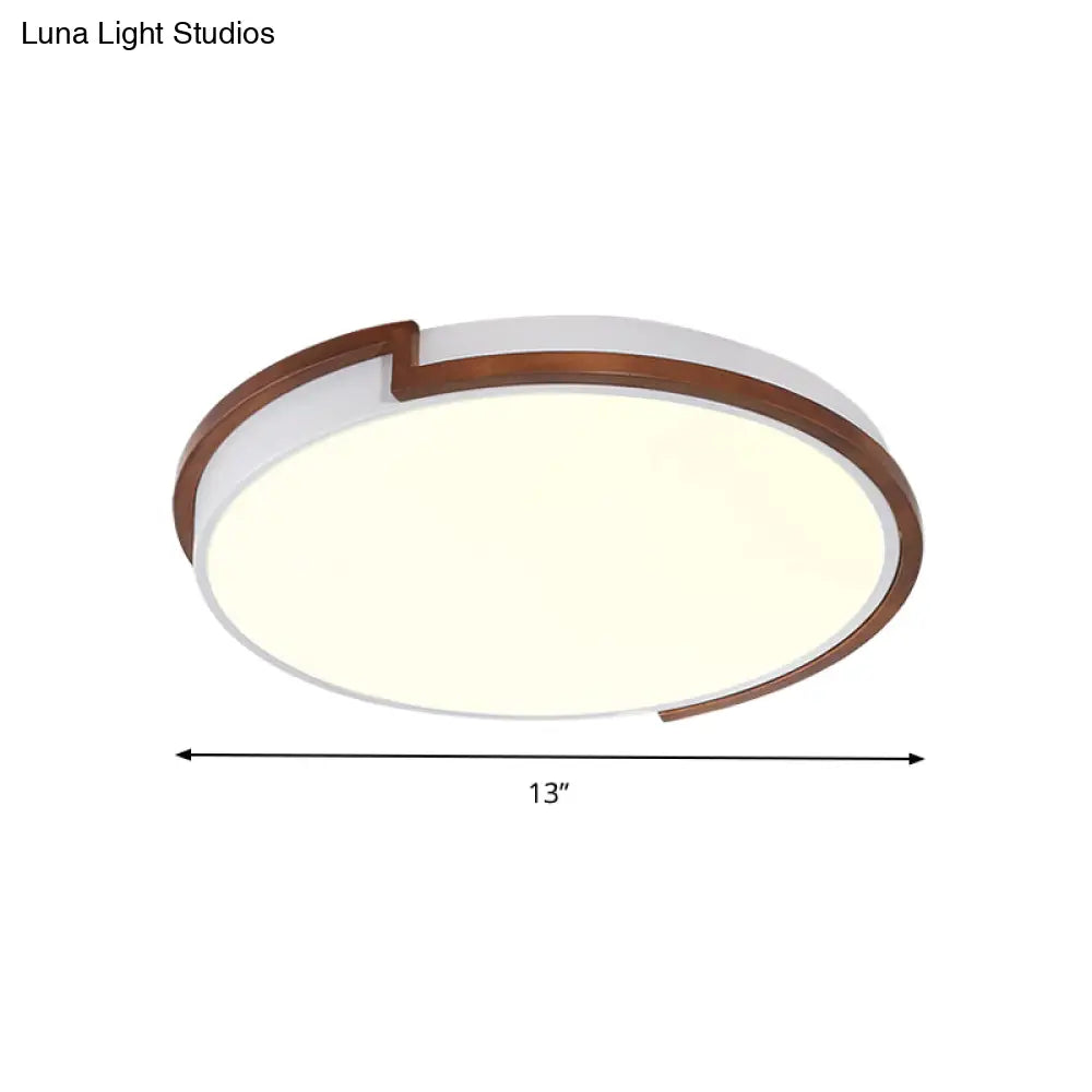Modern Circle Flush Mount Macaron Metal Led Lamp White/Green With Acrylic Diffuser For Living Room