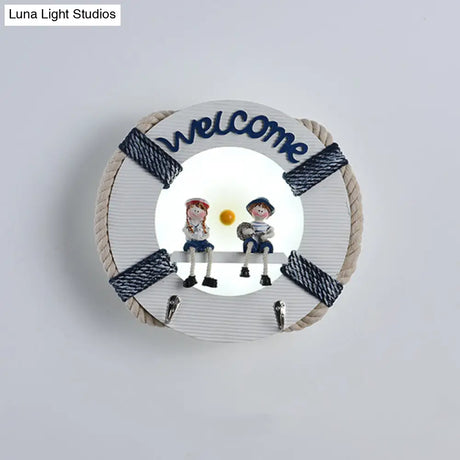 Modern Circle Led Wall Light For Kids Room - Metallic Mount Fixture