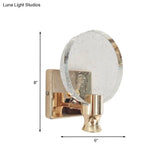 Modern Circle Panel Led Wall Lamp With Bubble Crystal In Gold 5/6 Wide