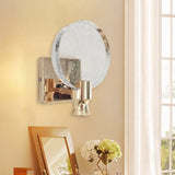 Modern Circle Panel Led Wall Lamp With Bubble Crystal In Gold 5/6 Wide / 6