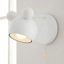 Modern Circle Wall Mounted Lamp - Metal 1 Light Sconce Bedroom Lighting White