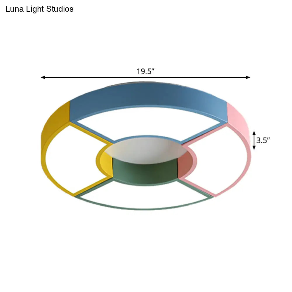 Modern Circular Acrylic Flushmount Ceiling Light With Creative Pink - Yellow Led