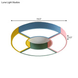 Modern Circular Acrylic Flushmount Ceiling Light With Creative Pink - Yellow Led