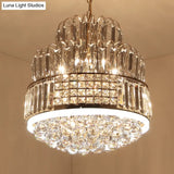 Modern Circular Chandelier - Crystal Ball Pendant With 11 Lights Gold Finish Ideal For Dining Room