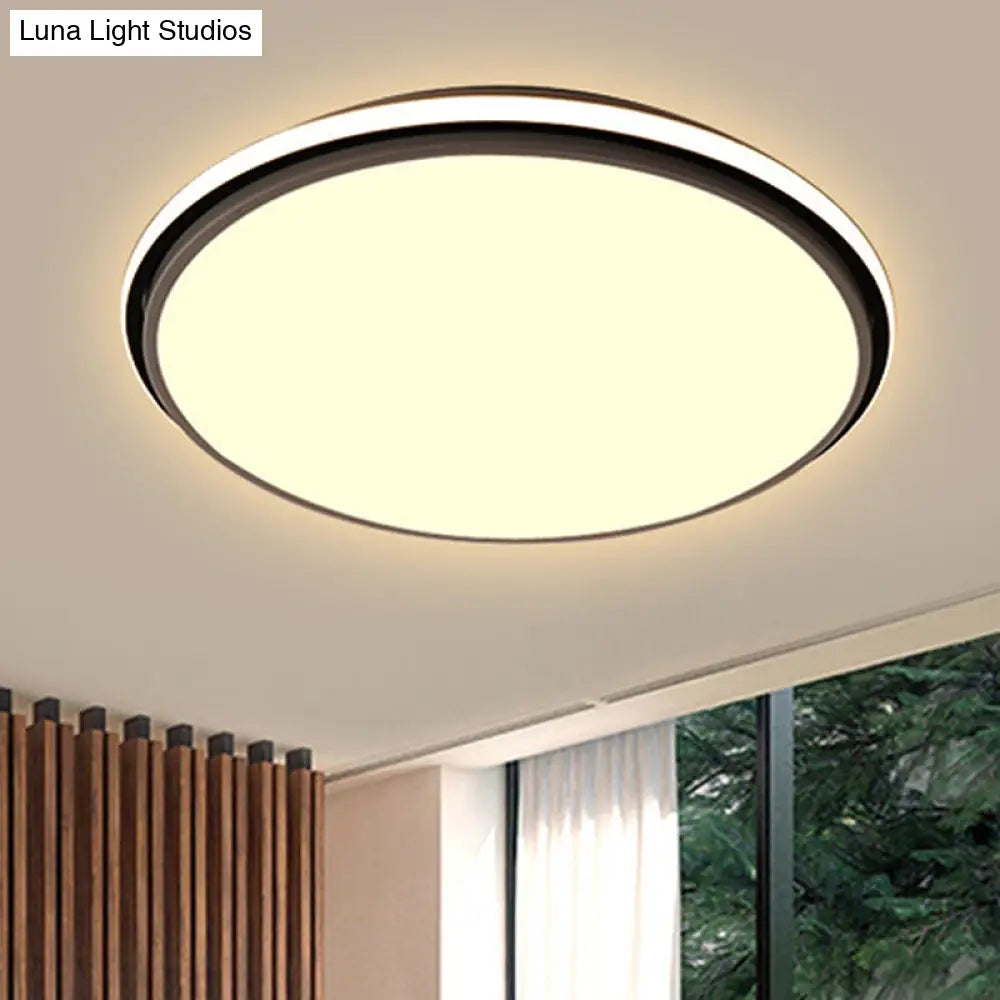 Modern Circular Flush Mount Led Fixture White/Warm Light Acrylic Design - 12’/16’/19.5’ Wide