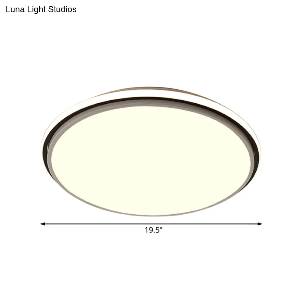 Modern Circular Flush Mount Led Fixture White/Warm Light Acrylic Design - 12’/16’/19.5’ Wide