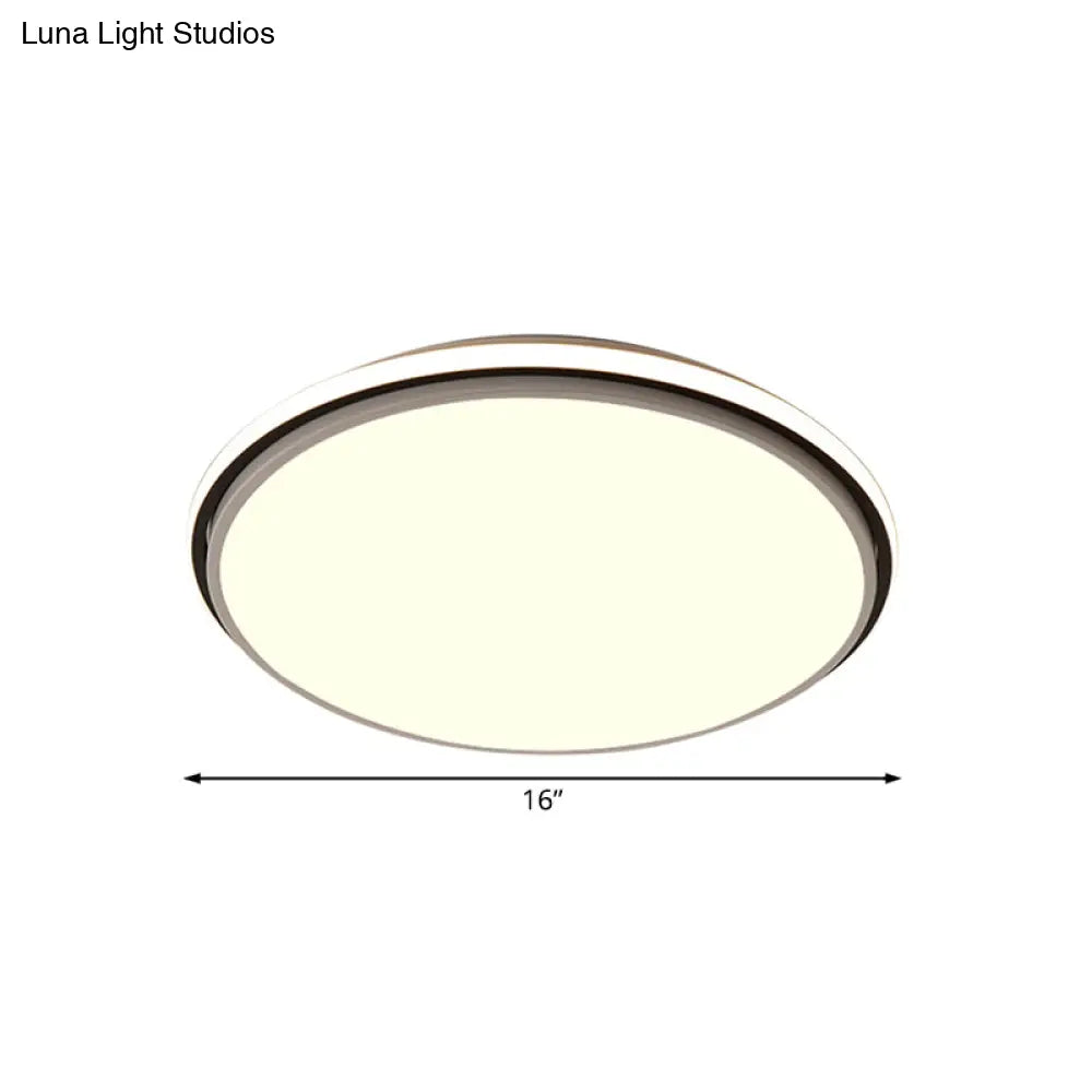 Modern Circular Flush Mount Led Fixture White/Warm Light Acrylic Design - 12’/16’/19.5’ Wide
