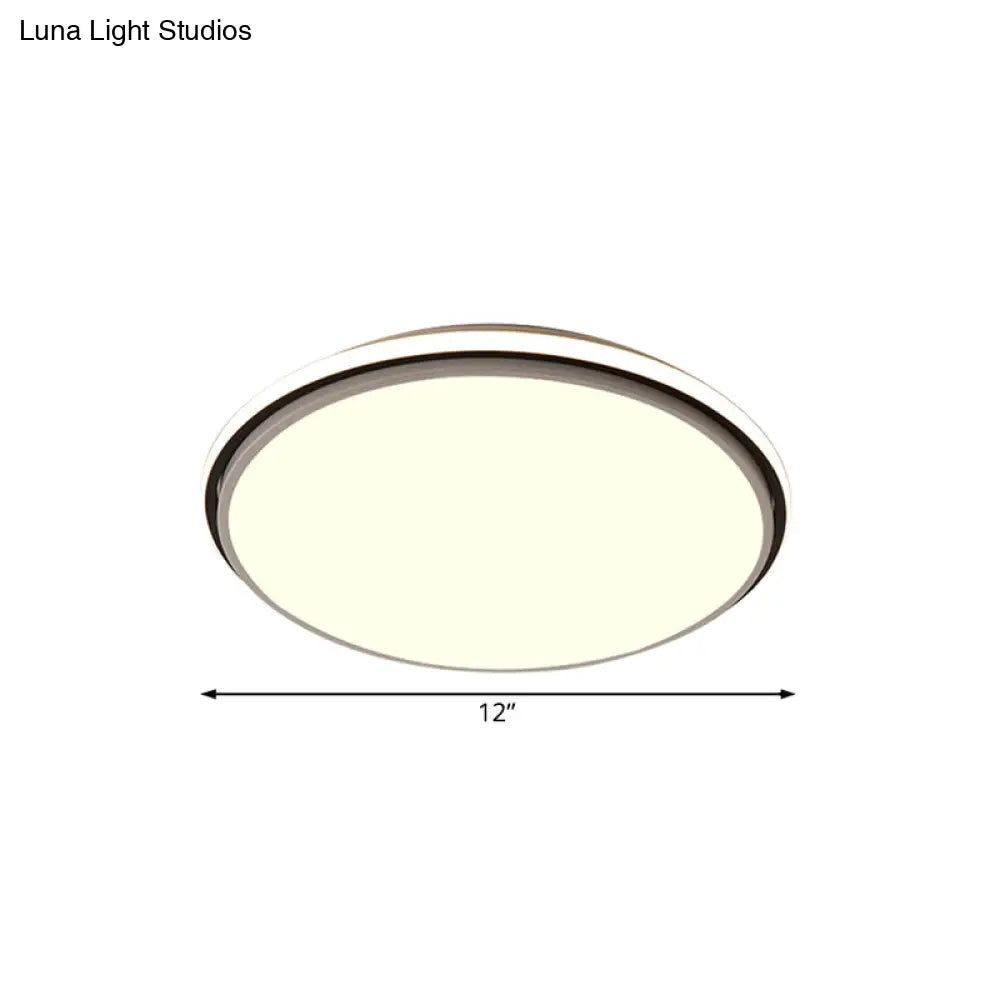 Modern Circular Flush Mount Led Fixture White/Warm Light Acrylic Design - 12’/16’/19.5’ Wide