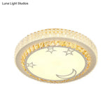 Modern Circular Flushmount Led Ceiling Light With Clear Crystal And Fun Patterns – Ideal For Bedroom