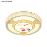 Modern Circular Flushmount Led Ceiling Light With Clear Crystal And Fun Patterns – Ideal For Bedroom