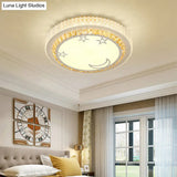 Modern Circular Flushmount Led Ceiling Light With Clear Crystal And Fun Patterns – Ideal For Bedroom