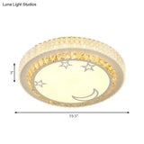 Modern Circular Flushmount Led Ceiling Light With Clear Crystal And Fun Patterns – Ideal For Bedroom
