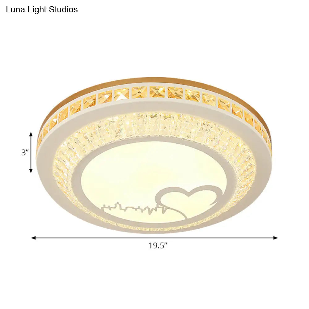 Modern Circular Flushmount Led Ceiling Light With Clear Crystal And Fun Patterns – Ideal For Bedroom