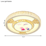 Modern Circular Flushmount Led Ceiling Light With Clear Crystal And Fun Patterns – Ideal For Bedroom