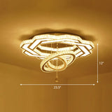 Modern Circular Led Flushmount With Clear Crystal For Living Room Ceiling / 23.5’ Flower