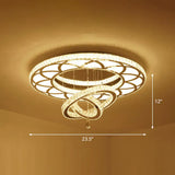 Modern Circular Led Flushmount With Clear Crystal For Living Room Ceiling / 23.5’ Round