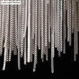 Modern Circular Metal Tassel Chain Chandelier - Living Room Pendant Lamp With 3-Colored Led Lights
