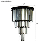Modern Clear/Amber Layered Wall Light Sconce With Crystal Accents - 2-Light Mounted Lamp For Living