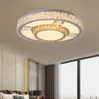 Modern Clear Beveled Crystal Blocks Stainless - Steel Led Flush Mount Lamp