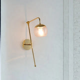 Modern Clear/Black Glass Ball Wall Sconce Light Fixture With Metal Arm - Bedside Lighting Clear
