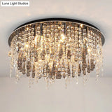 Modern Clear Crystal 12 - Head Flush Mount Ceiling Fixture
