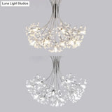 Modern Clear Crystal Beaded Chandelier With Bouquet Design - Black/Chrome 13/19 Lights Hanging Lamp