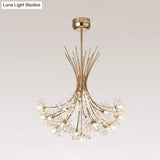 Modern Clear Crystal Beaded Chandelier With Bouquet Design - Black/Chrome 13/19 Lights Hanging Lamp