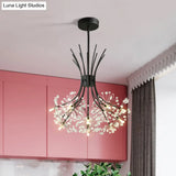 Modern Clear Crystal Beaded Chandelier With Bouquet Design - Black/Chrome 13/19 Lights Hanging Lamp