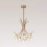 Modern Clear Crystal Beaded Chandelier With Bouquet Design - Black/Chrome 13/19 Lights Hanging Lamp
