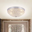 Modern Clear Crystal Beads Flush Mount Ceiling Light With Ring Mesh Grid - Set Of 2 Bulbs