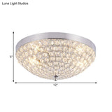 Modern Clear Crystal Beads Flush Mount Ceiling Light With Ring Mesh Grid - Set Of 2 Bulbs