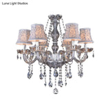 Clear Crystal Modernist Bell Ceiling Chandelier With 6/8 Bulbs - Living Room Pendant Lamp In Beige