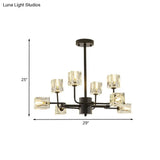 Modern Clear Crystal Block Ceiling Light Fixture – Cubic Kitchen Semi Flush Mount 8 Heads Black