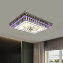 Modern Clear Crystal Block Flush Mount Led Ceiling Light Fixture With Stainless-Steel Design