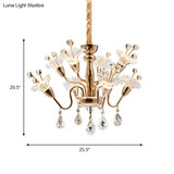 Modern Clear Crystal Blossom Ceiling Light - 8-Head Gold Chandelier With Curvy Arms