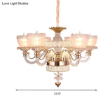 Modern Clear Crystal Ceiling Light - Rose Gold Bowl Chandelier With 6 Heads