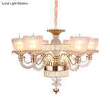 Modern Clear Crystal Ceiling Light - Rose Gold Bowl Chandelier With 6 Heads