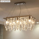 Modern Clear Crystal Chandelier Pendant Light With Tassel Accent - 8 Heads Nickel Finish Ideal For