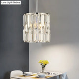 Modern Clear Crystal Cylinder Pendant Lighting For Bedside