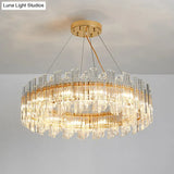 Modern Clear Crystal Drum Chandelier - Elegant 8/12 Light Gold Led Ceiling Lamp Ideal For Living
