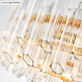 Modern Clear Crystal Drum Chandelier - Elegant 8/12 Light Gold Led Ceiling Lamp Ideal For Living