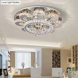 Modern Clear Crystal Flower Ceiling Lamp: Led Semi Flush Mount Light Fixture In Chrome