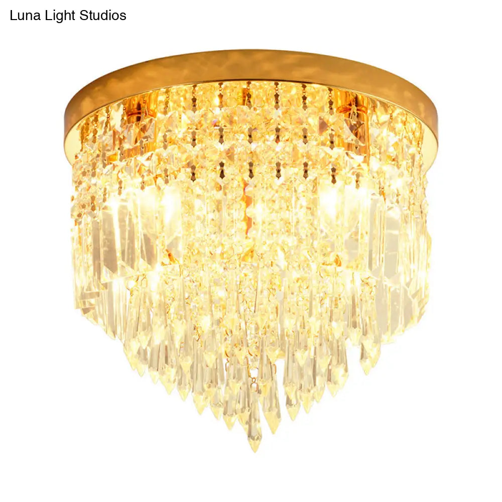 Modern Clear Crystal Flush Mount Ceiling Light With Dome/Cone/Tapered Shape - Ideal For Corridors
